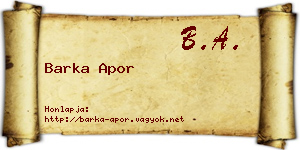 Barka Apor névjegykártya